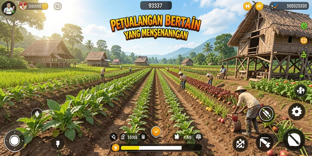 Tampilan gameplay menarik dalam dunia pertanian.