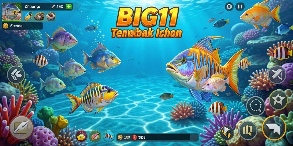 Tampilan screenshot BIG11 menampilkan aksi menangkap ikan yang seru.