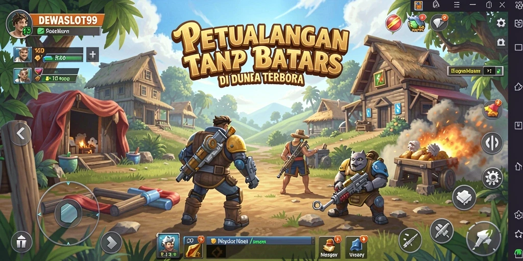 Screenshot gameplay DEWASLOT99 menampilkan petualangan Open World yang seru.