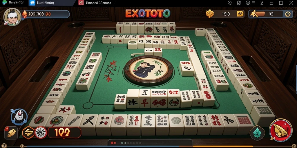 Gameplay menarik EXOTOTO menampilkan ubin Mahjong yang penuh warna.
