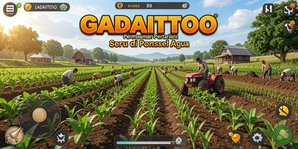 Tampilan gameplay GADAITOTO yang menarik dengan suasana pertanian cerah.
