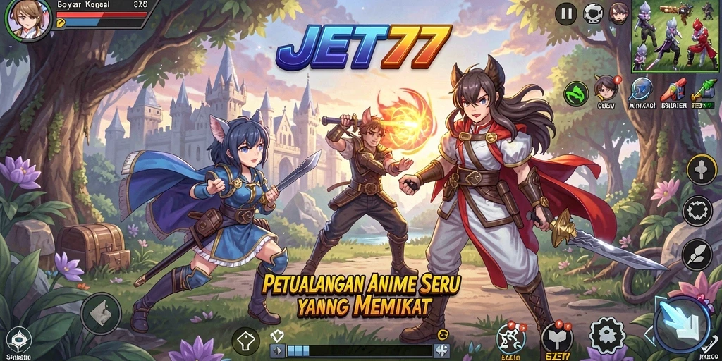 Screenshot JET77 menampilkan aksi gameplay yang mendebarkan di dunia anime.