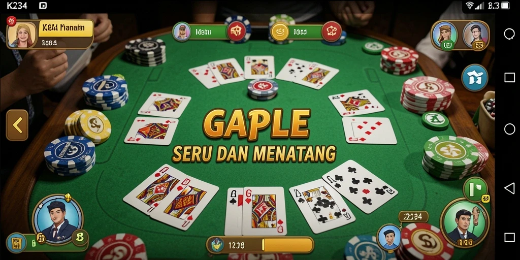 Tampilan gameplay K234 yang seru dengan fitur Gaple.