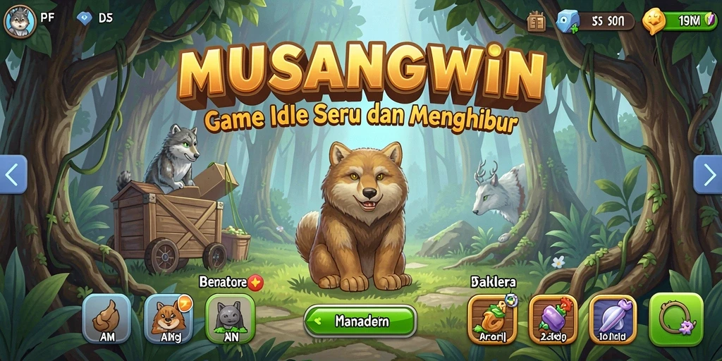 Screenshot utama MUSANGWIN menampilkan gameplay Idle yang menghibur.