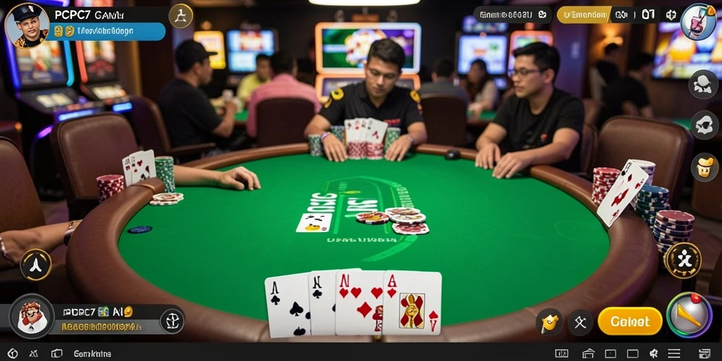 Tampilan gameplay poker yang seru dan mendebarkan di PCPC7.