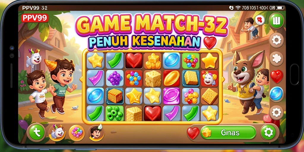 Screenshot gameplay yang menampilkan serunya PPV99 Match-3.