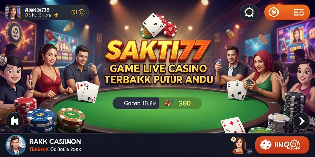 Tampilan gameplay SAKTI77 dengan dealer langsung di meja kasino.